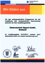 Auszeichnung als Ausbildungsbetrieb
